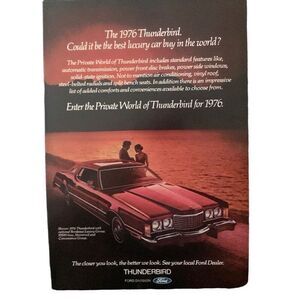 Vintage 1976 Ford Thunderbird Private World Ad Advertisement